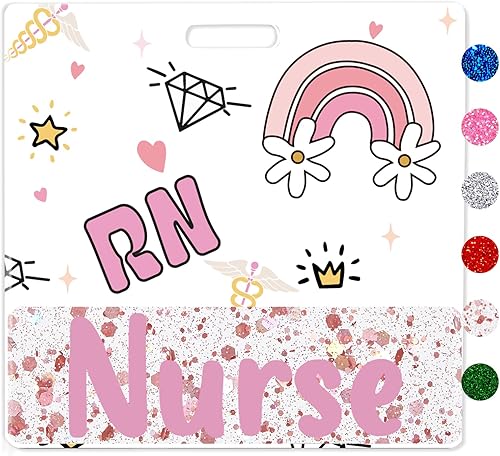 Plifal Insignia de enfermera portatarjetas de amigo, accesorios de enfermería, lindo rostro sonriente, arco iris, identificación horizontal,