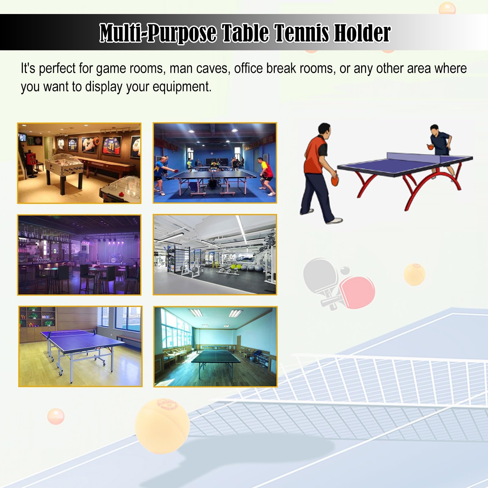Carrello portaoggetti per Paddle da Ping Pong Commerciale, Supporto per Racchetta da Ping Pong rotolante, scaffale con Ruote, espositore per Palline in Metallo Nero per