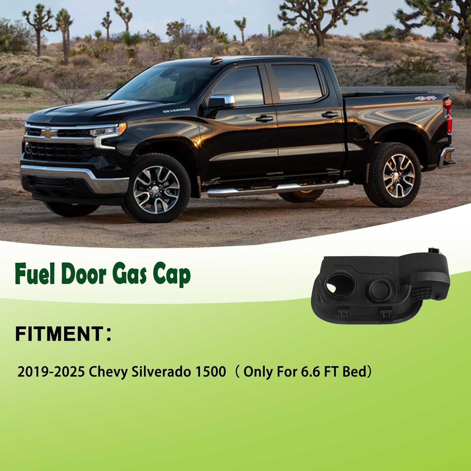 Fuel Tank Filler Pipe Housing Cap Gas Fuel Door Pocket w/Fuel Door Spring Hinge Compatible with 2019-2025 Chevy Silverado 1500 For 6.6 FT Bed Only Replaces 84745944 84492771