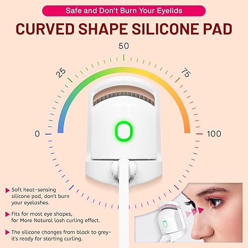 Miniatura 3 de Paquete de 2 + 2 rizadores de pestañas eléctricos, rizadores de pestañas calentados rápidamente, con almohadilla de silicona térmica de detección,