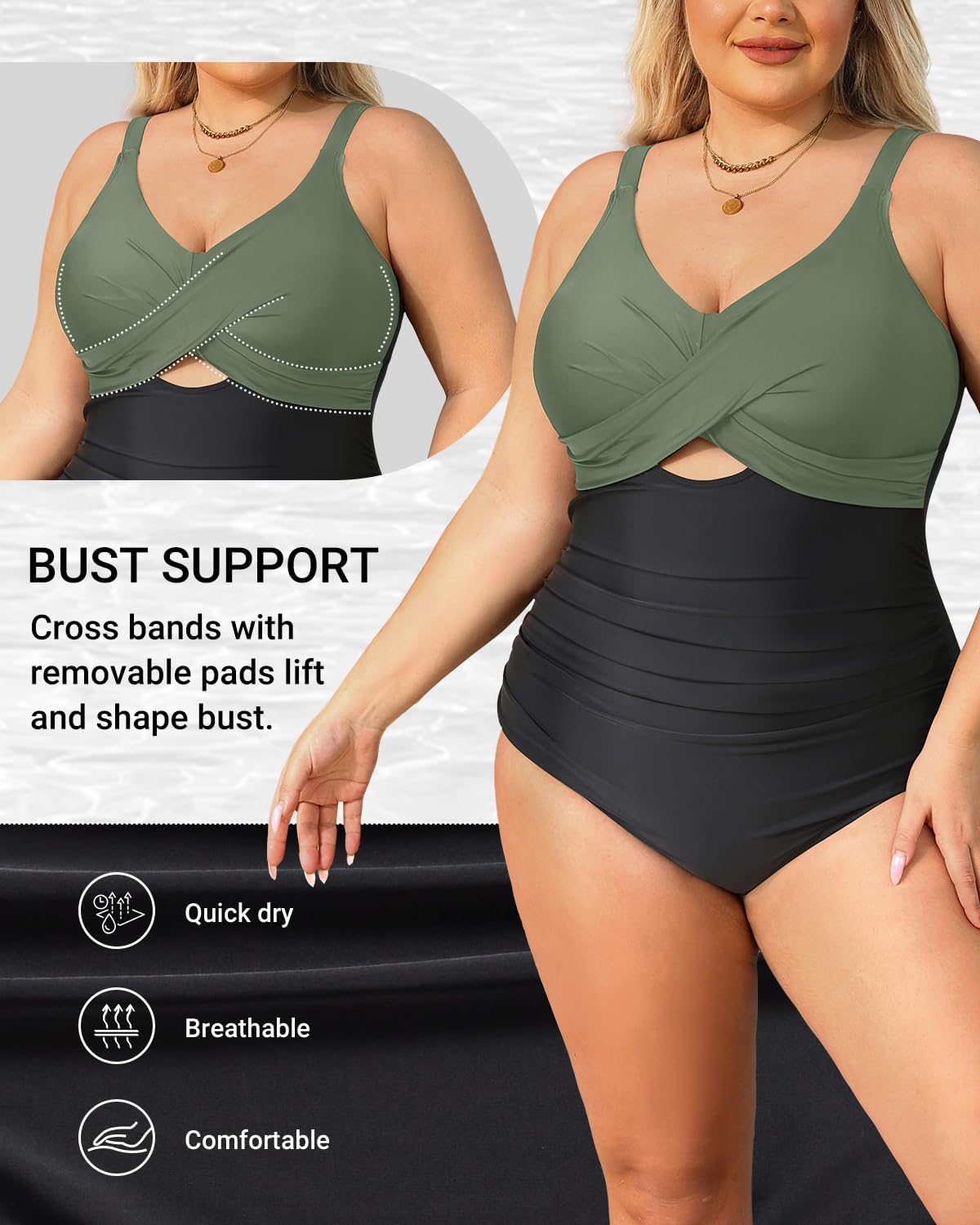 Daci Plus Size One Piece Swimsuits - Tummy Control Bathing Suit for Women Cutout Swimwear - Image 3