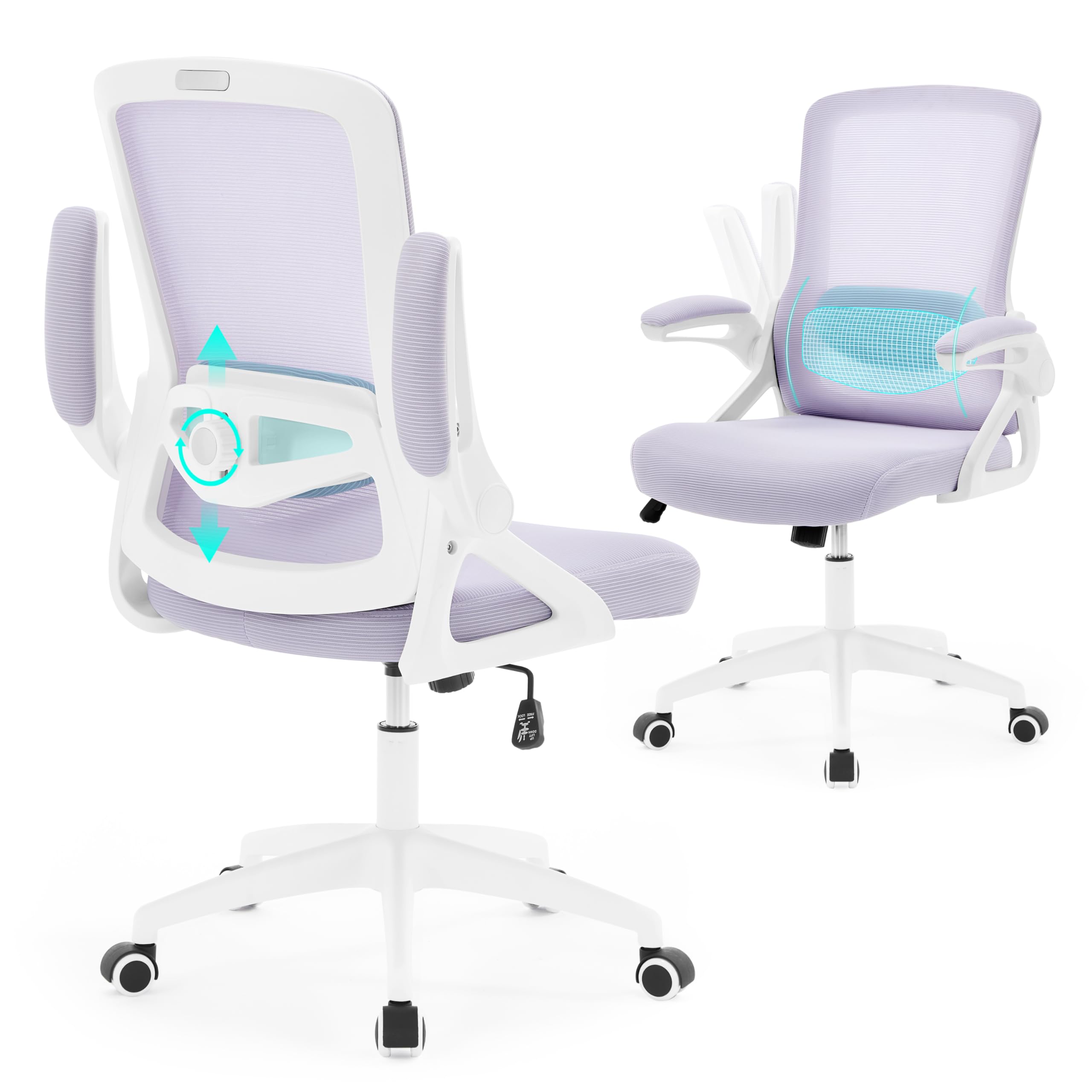 Ergonomic Office Chair Desk Chair with Adjustable Lumbar Support Breathable Mesh Comfy Computer Chairs with Flip-up Armrests Executive