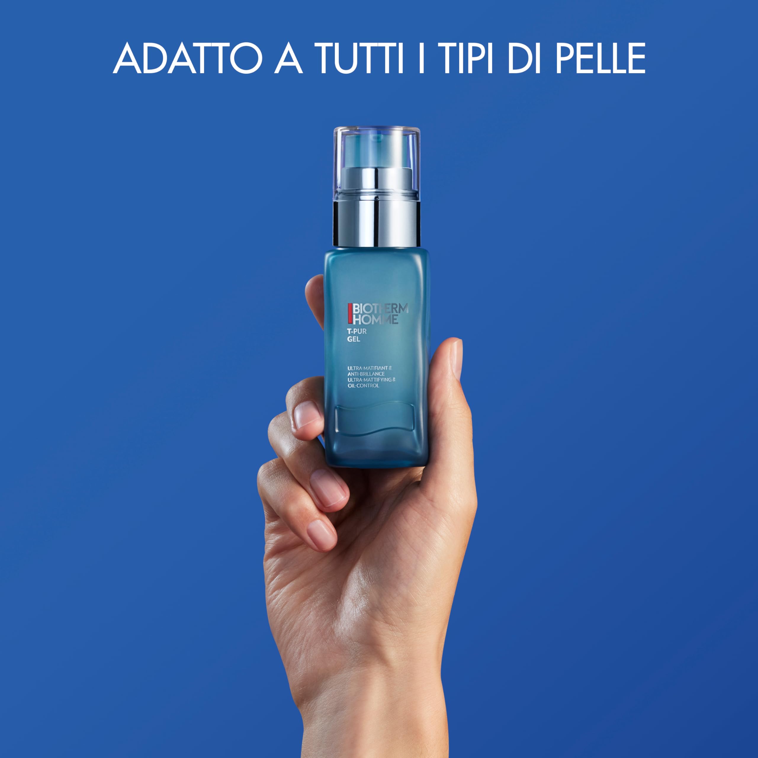 BIOTHERM HOMME T-Pur Gel, Trattamento Viso Idratante e Opacizzante, Per Pelli da Normali a Grasse, Assorbe il Sebo in Eccesso, Texture Ultraleggera, con Life Plankton e Sali Marini Francesi, 50 ml