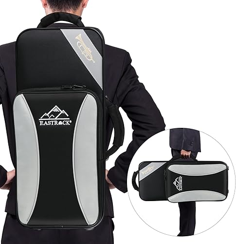 Miniatura 33 de EASTROCK Bb Trumpet Juego de trompeta estándar con estuche de transporte, guantes, boquilla 7C, kit de limpieza, varilla de afinación, níquel negro
