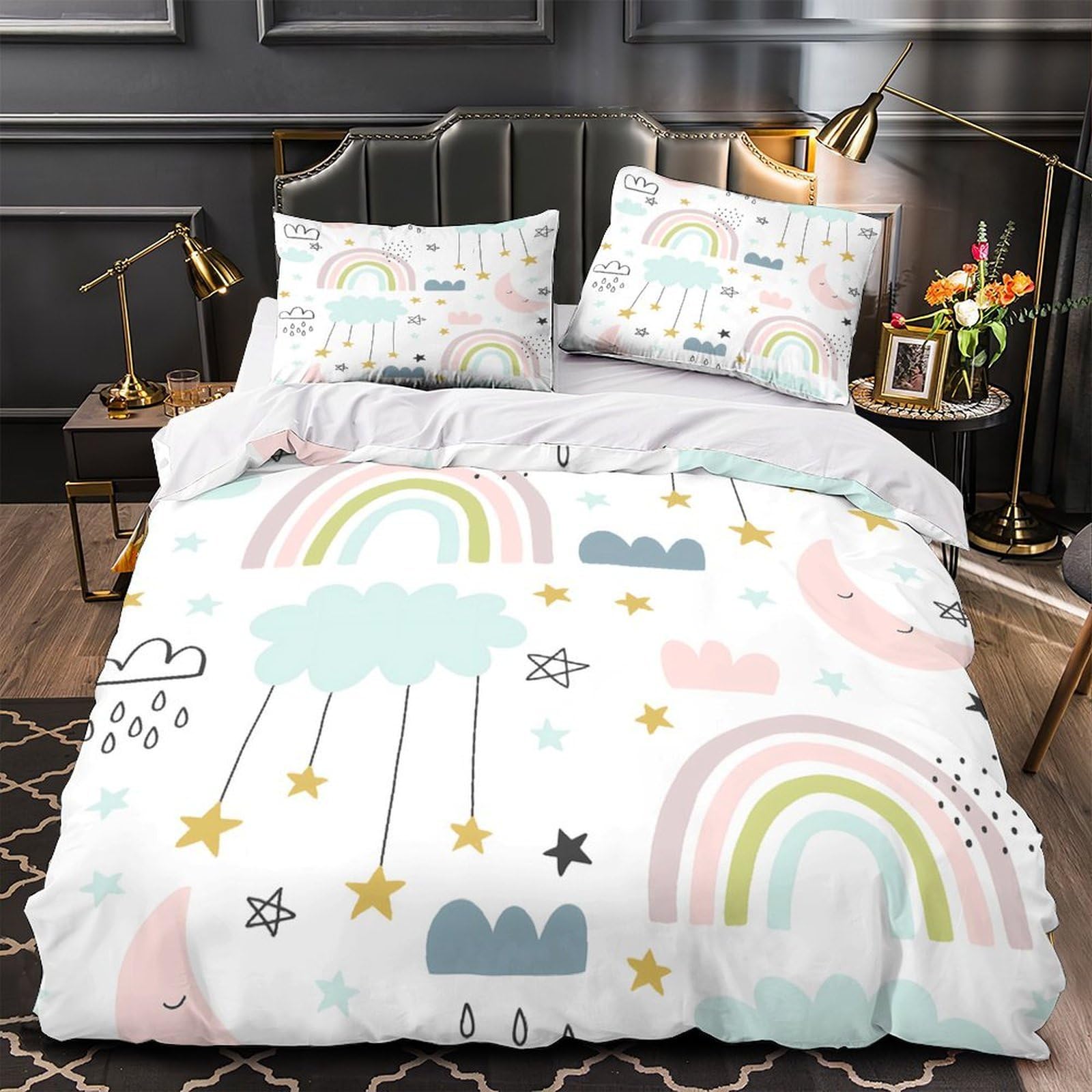 Housse de couette 3D arc-en-ciel en microfibre ultra douce de qualité supérieure lit 135x200cm