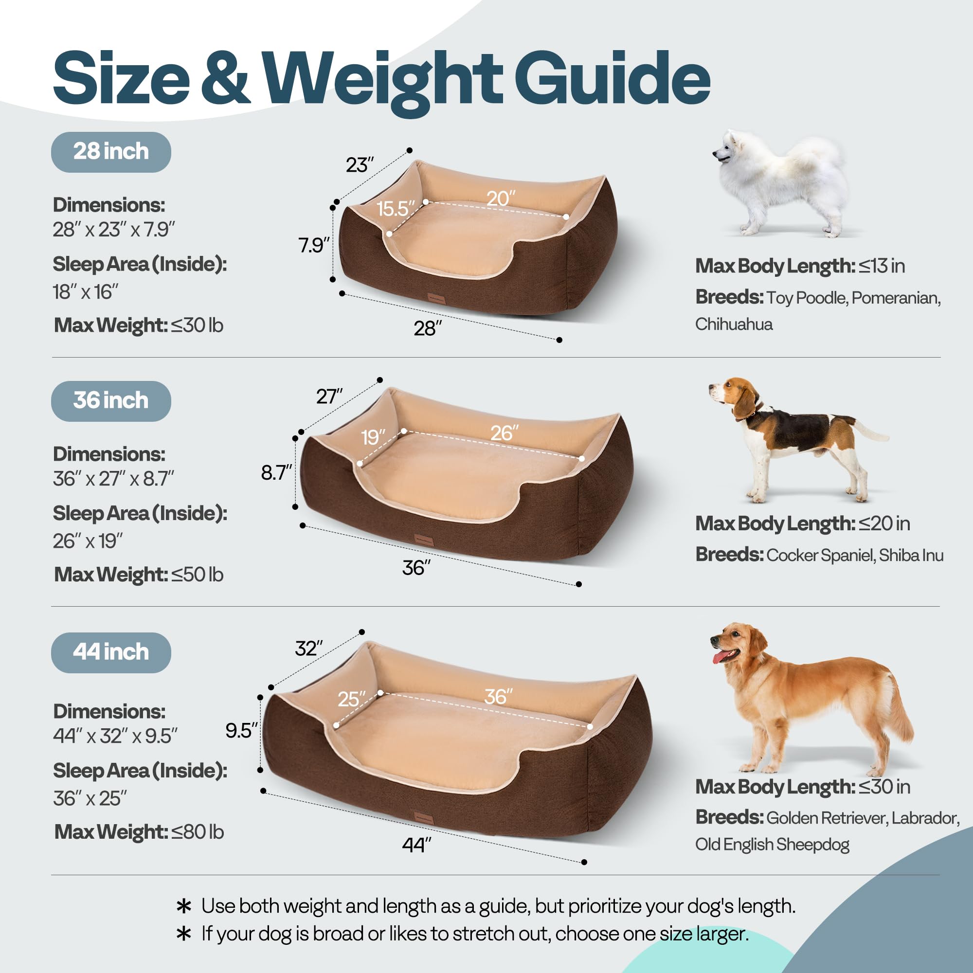 Orthopedic Dog Bed for Large Sized Dogs with Removable Washable Cover, Waterproof Lining & Non-Slip Base, Pet Dogs Couch Sofa with Extra Thick Dual-Layer Interior Padding, 36", Brown - image 7