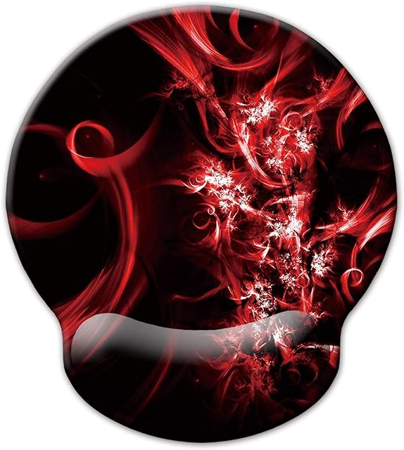 Mouse Pad with Wrist Support Rest, Jahosin Red and Black Ergonomic Wrist rest, Comfortable Memory Foam anti-skidding Wrist Pad for Computer and Office (25x23 abstract art)