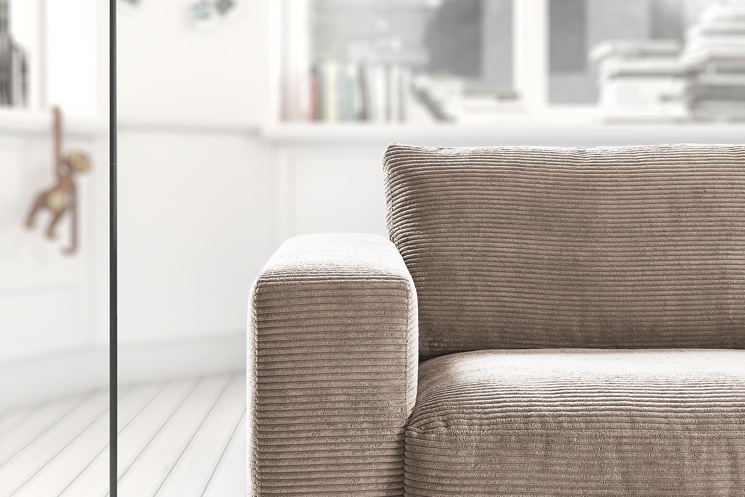 KAWOLA Big Sofa 2-Sitzer Madeline - Relaxsofa Taupe, Couch XXL, Megasofa, Gepolsterte Wohnlandschaft 230x60x120 BxHxT