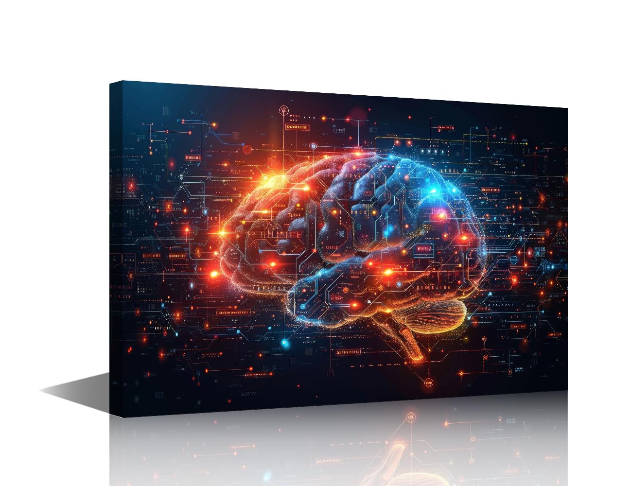 Bedroom Wall Art Artificial Intelligence Canvas Wall Art for Living Room Futuristic Technology House Decor Neural Networks Art Wall for Home AI Poster and Prints Artwork Home Decor 24"Wx36"Hx1 Panel