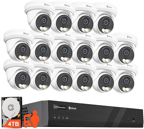 Anpviz Sistema de cámara de seguridad PoE 4K de 16 canales, 16 cámaras IP PoE con cable de 8MP para exteriores con detección de vehículos