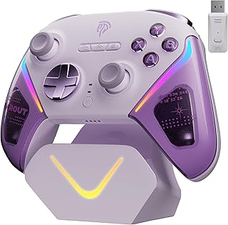 EasySMX Manette PC sans Fil avec Station de Charge/RGB/TMR Joystick Déclencheur, Manette Switch/Switch2 Bluetooth Rechargeable, D10 Contrôleur de Jeu pour Switch2/Switch/PC/Android/iOS/Steam(Violet)