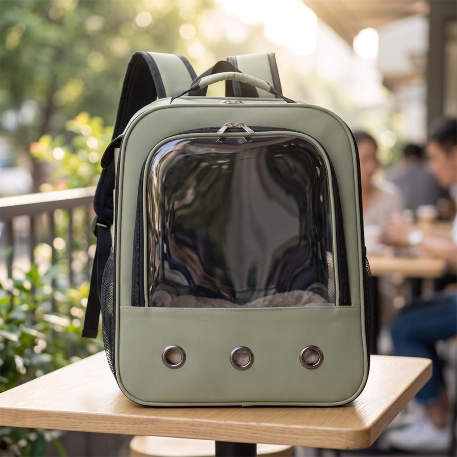 Zaino Trasportino Trasparente Trasportino con Oblò Ventilato Borsa per Cani Piccoli, Veterinario, Bianco