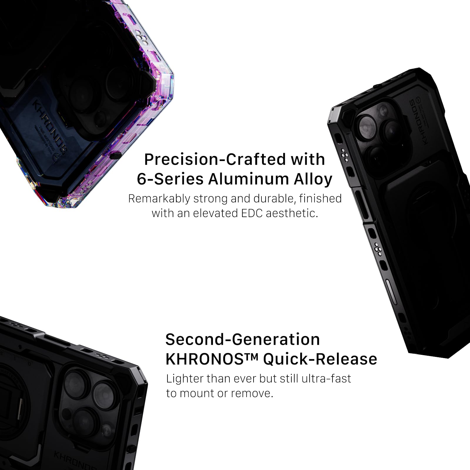 Tilta Khronos TK-IP16-PMA-SG Cage de téléphone compatible avec iPhone 16 Pro Max avec poignée Focus PD, plateau de filtre à dégagement rapide et kit portable de filtre FSND magnétique – Gris sidéral
