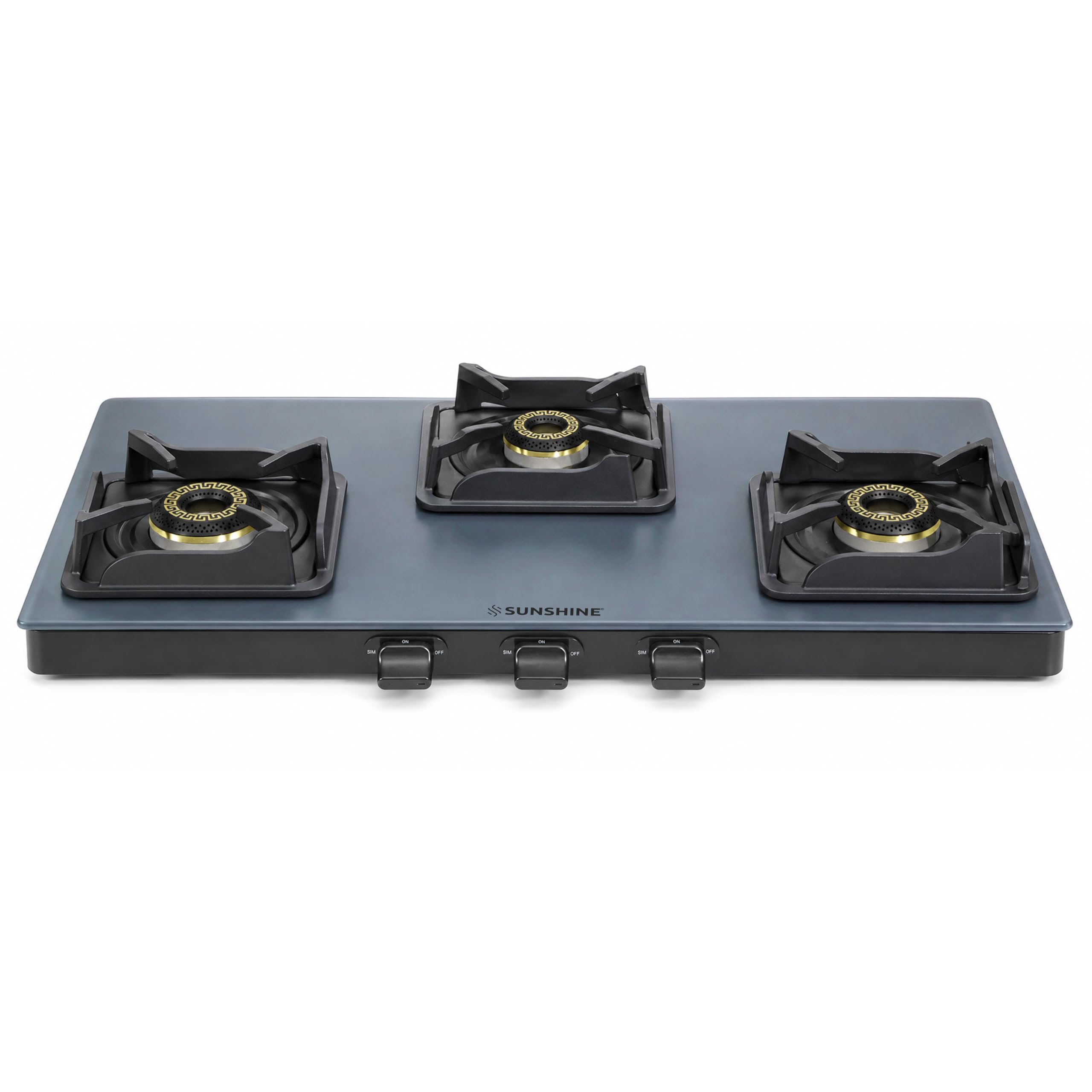 Sunshine Kyoto 3 Burner Gas Stove | Premium Dark Blue Glass Hobtop | 8D High Efficiency Brass Burners | Manual Ignition | Metallic Designer Knobs | Slim Modern Design | 5 Year Glass & Burner Warranty-image-16