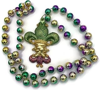 Comedy Tragedy Jester Faces Mardi Gras Bead Necklace New Orleans Parade Beads