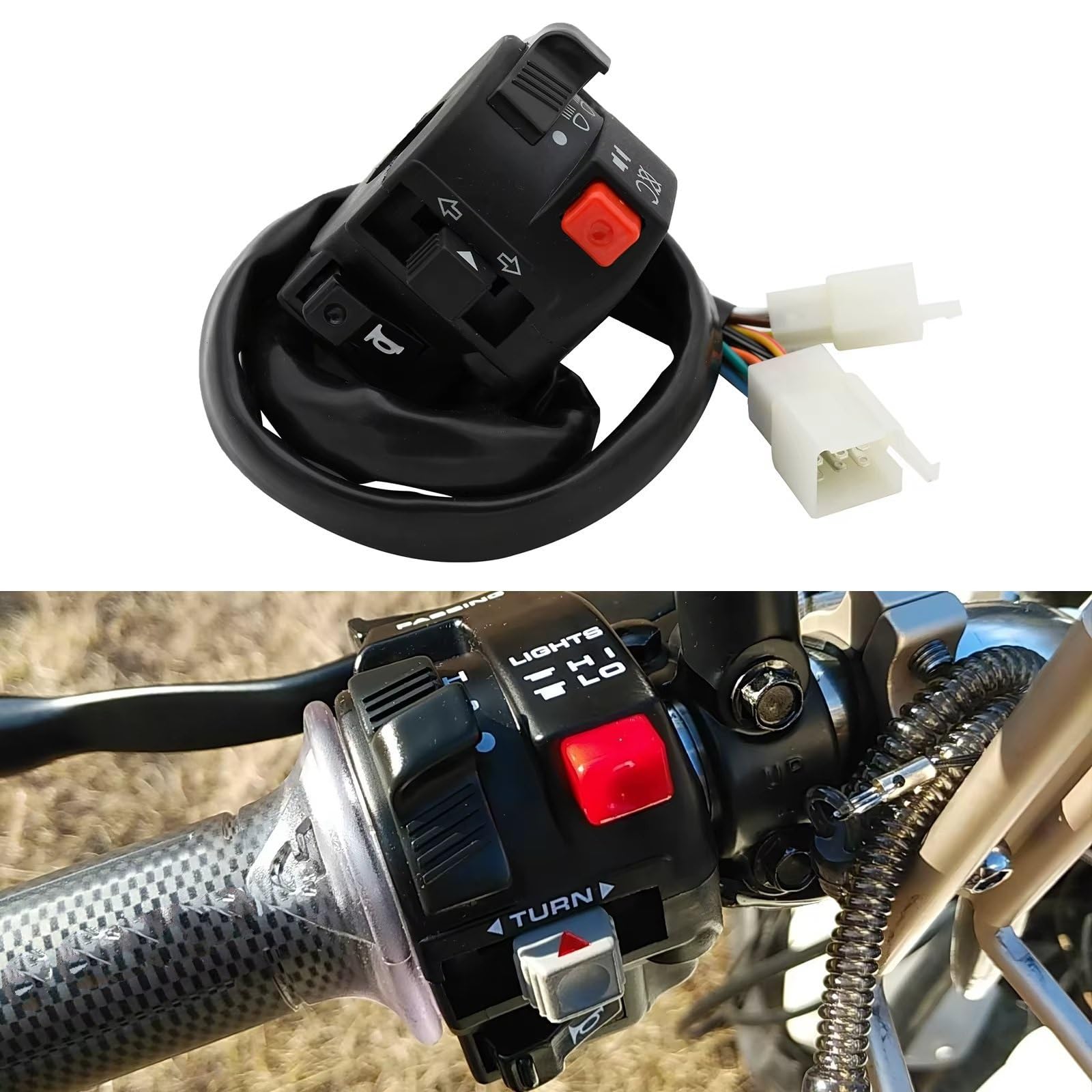 Interruptor señal moto Interruptor De Control Del Manillar De La Motocicleta, Botón De Luz, Interruptor De Bocina De Señal De Giro Para Scooter Universal ATV Motocross