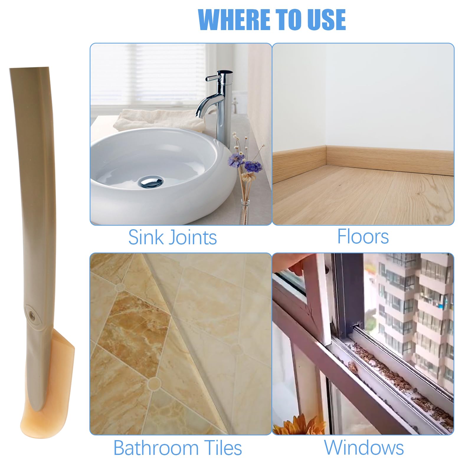 8 herramientas de calafateo de goma, reutilizables, de silicona, para calafatear lechada, sellador, espátula, esparcidor para cocina, despensa, baño, suelo, pared, esquina, ventana, puerta