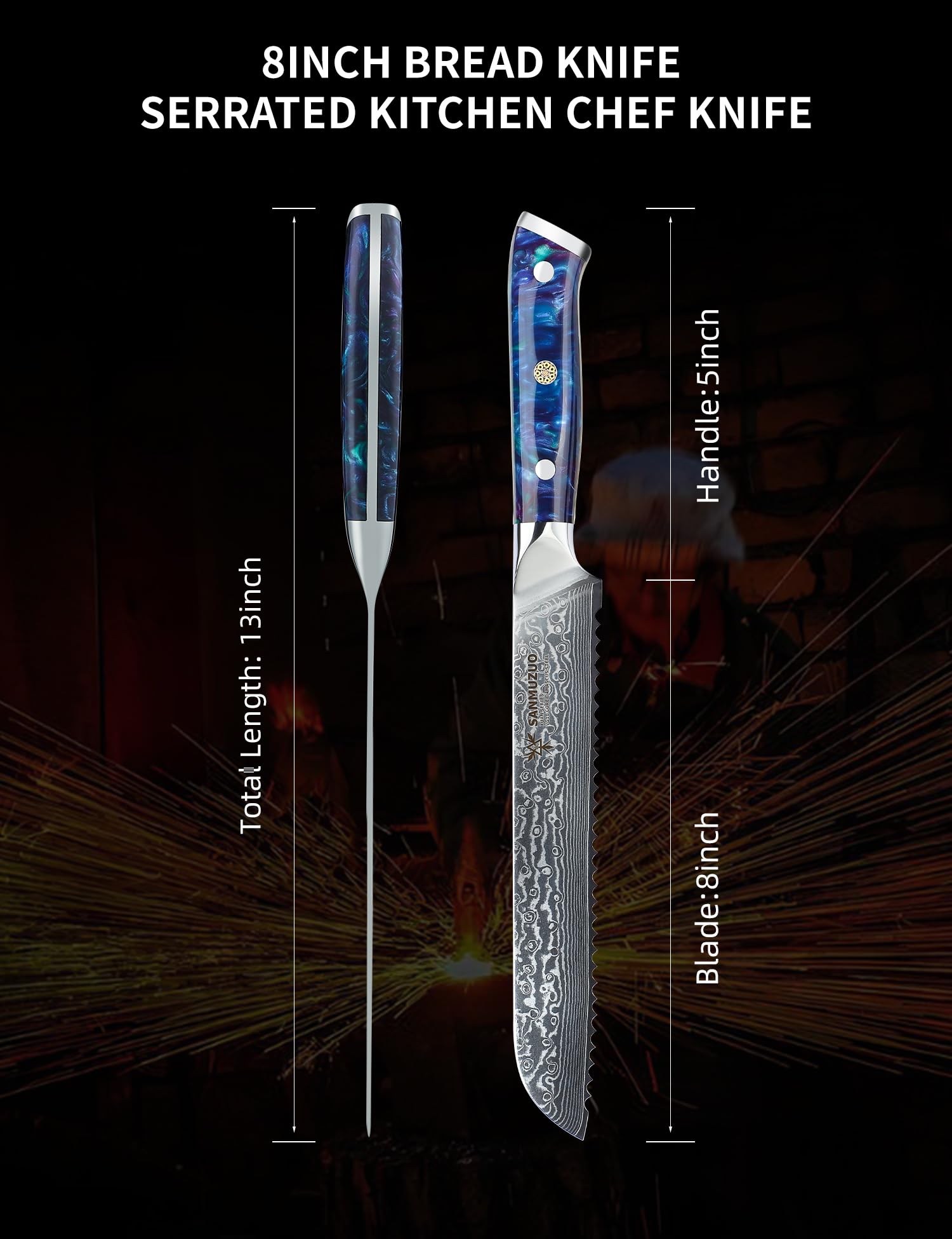 Amazon | SANMUZUO 8” Bread Knife Serrated Kitchen Chef Knife