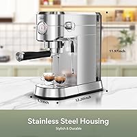 Vista 8 de Gevi Cafeteras comerciales de café expreso, cafetera profesional de 20 barras con espumador de leche, máquinas de café expresso de acero inoxidable