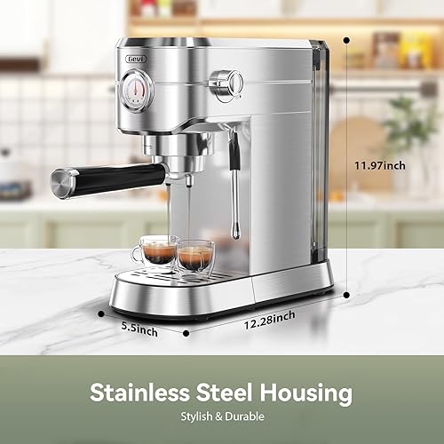 Miniatura 8 de Gevi Cafeteras comerciales de café expreso, cafetera profesional de 20 barras con espumador de leche, máquinas de café expresso de acero inoxidable