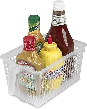 Handy Basket Kitchen Discovery Kitchen Pantry Organizers and Storage - Plastic Organizer Bins with Handles in Large Size for Chip Bags, Cake Mixes, Pasta, and Condiments