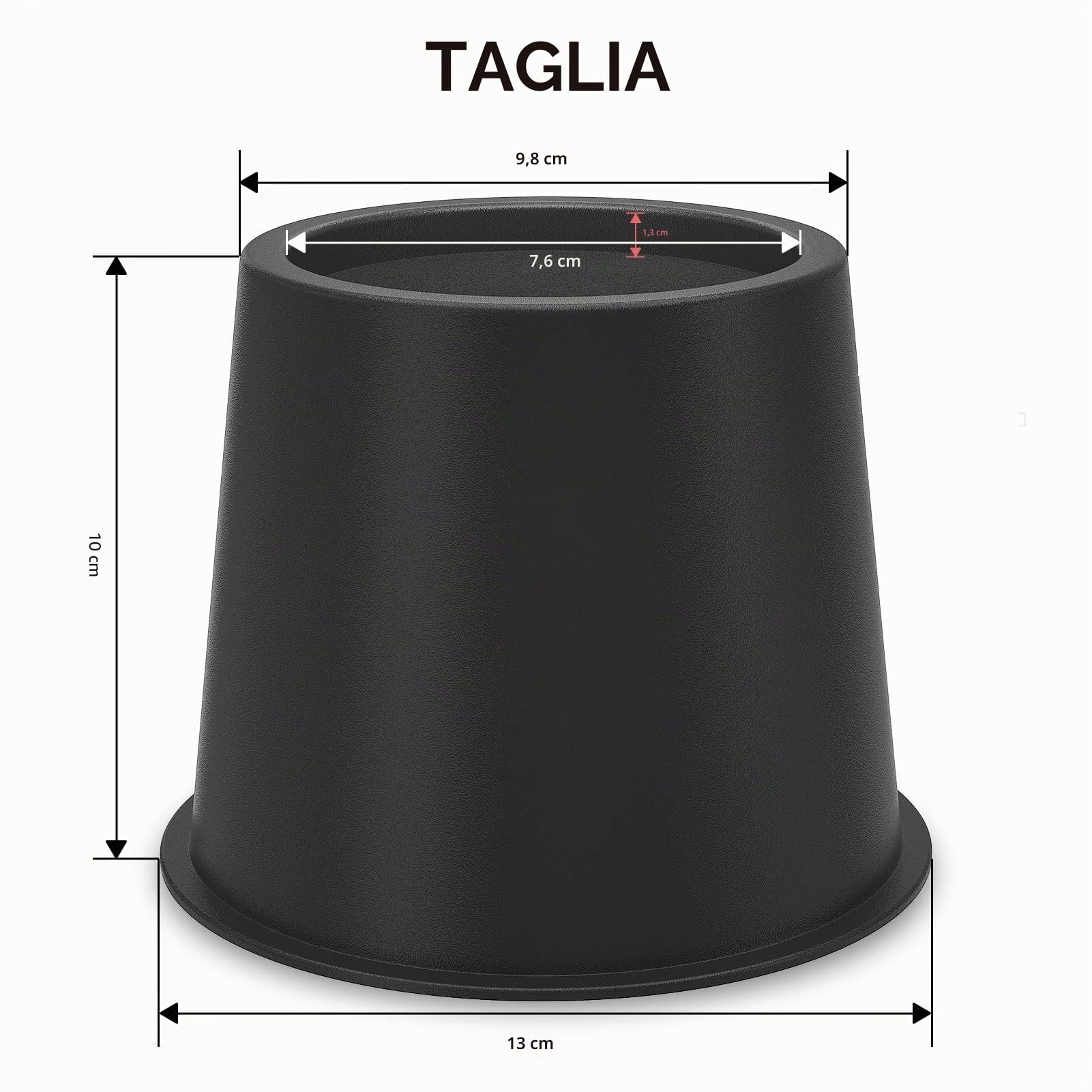 Uping Rialzi di Letto Rialzi per Tavolo o Rialzi per Mobili Aggiungi Altezza di 8CM (4 Pezzi, Nero)