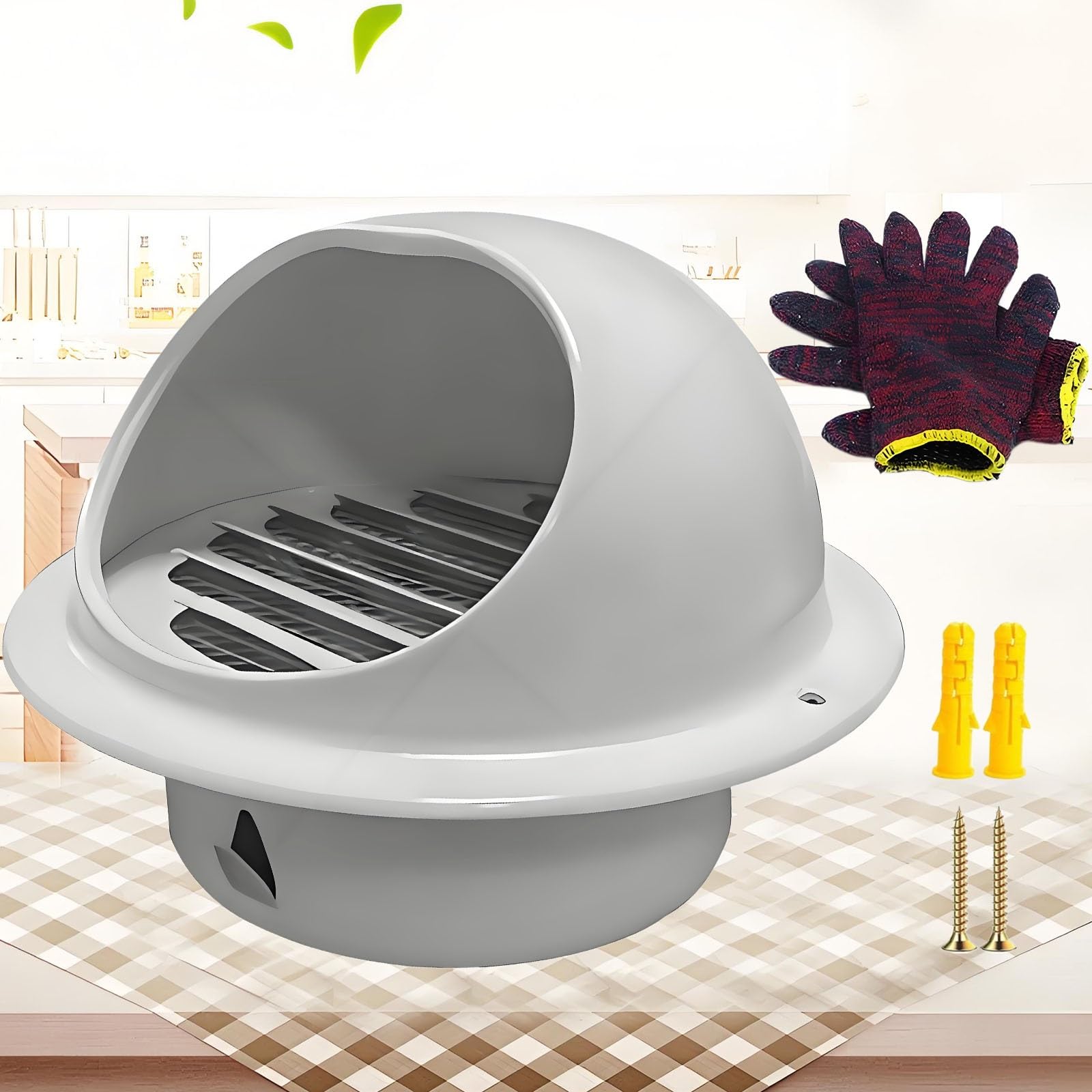 Griglia di Ventilazione in Acciaio Inox da 80 mm a 300 mm, griglia di Ventilazione Rotonda da 100 mm con Rete Anti-Insetti e Fibbia, griglia di Ventilazione in Acciaio Inox per Cucina, bagn