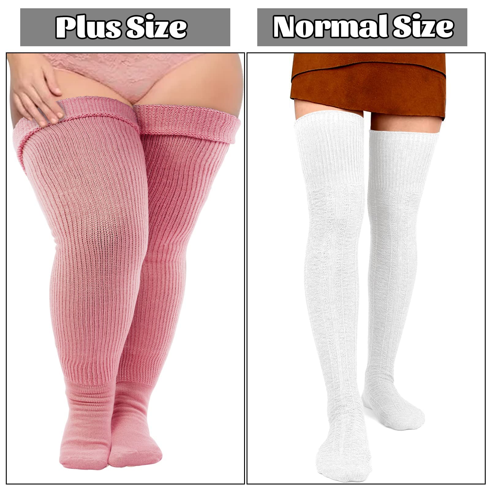Neoviancia Plus Size Thigh High Socks for Thick Thighs Women- Thigh Highs Widened Extra Long Thick Knit Socks: One Size Salmon Pink