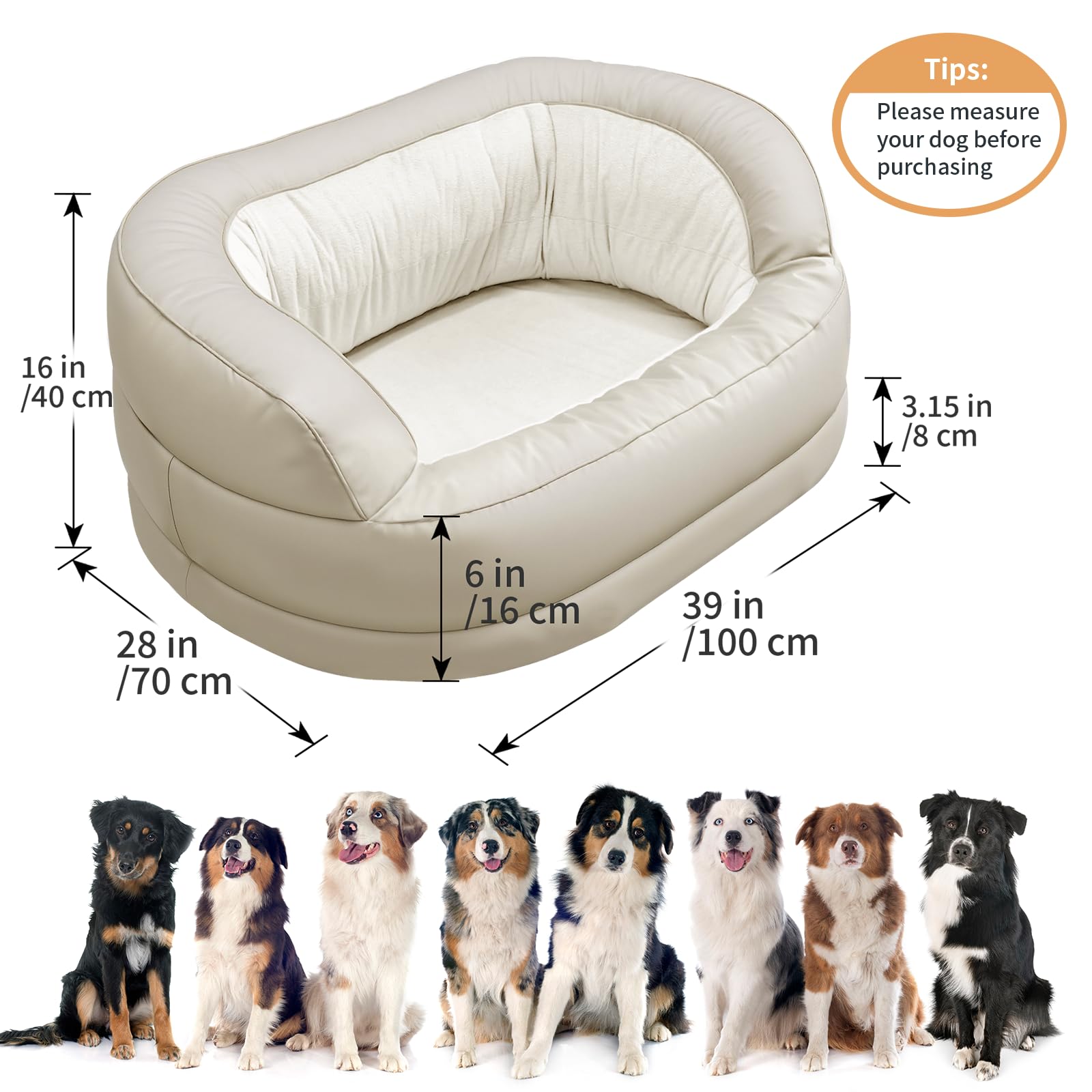 Sofá para Perros, Cama Sofá para Perros Medianos a Grandes de hasta 27kg, Camas para Perros con Diseño de Recinto Profundo de Pared Alta, Sofá para Mascotas con Funda Extraíble Lavable y Parte