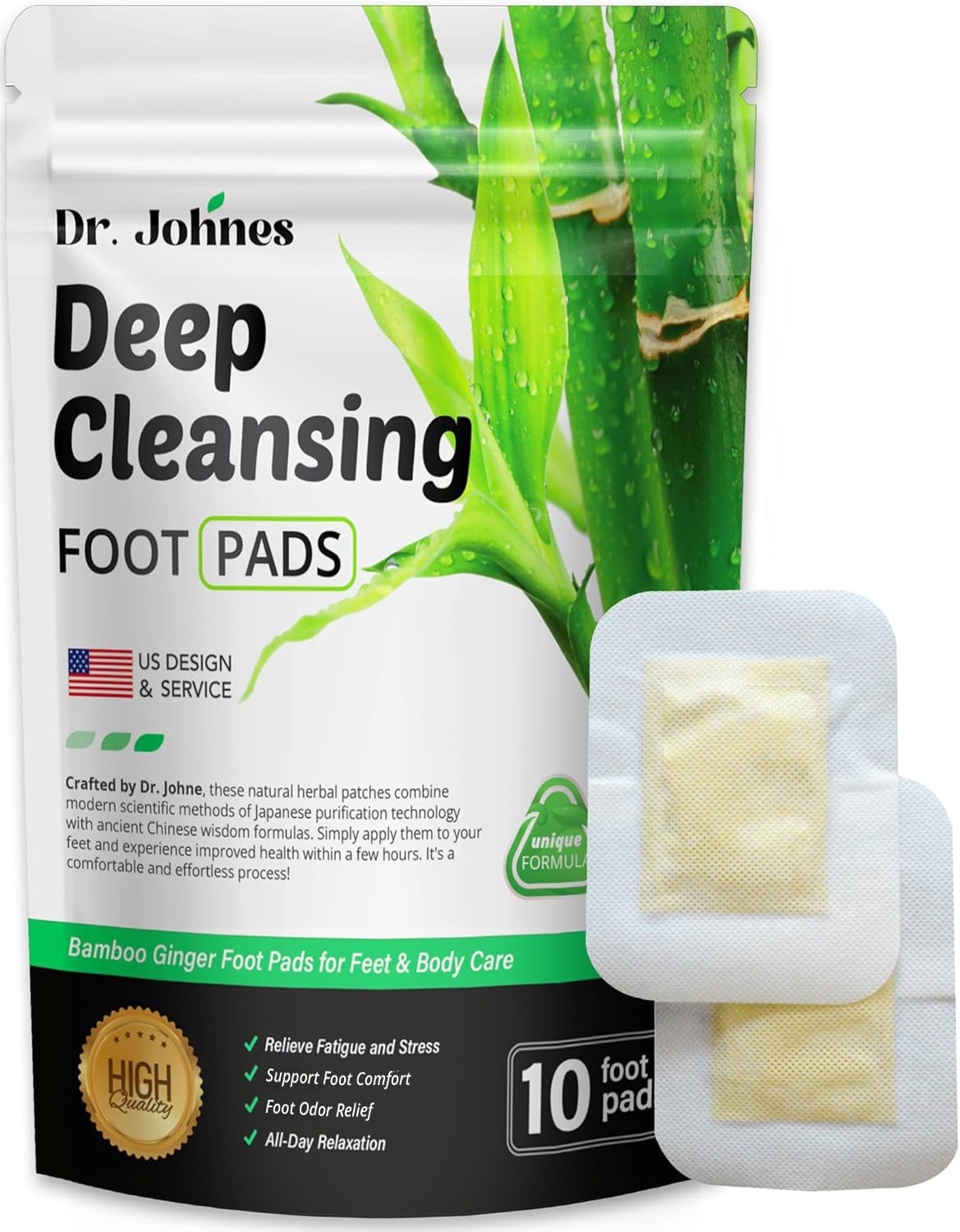 Deep Cleansing Premium Foot Pads: Natural Ginger and Bamboo Foot Care Patch (White)