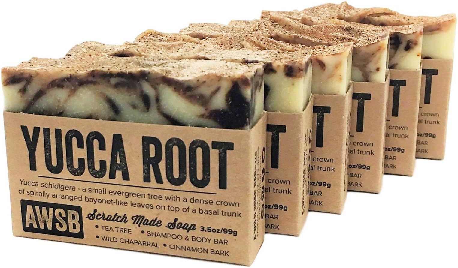 A Wild Soap Bar (6 Pack) Yucca Root Shampoo & Body Bar Soap with Tea Tree Oil, Vegan, All Natural with Organic Ingredients, Handmade (6 pack)