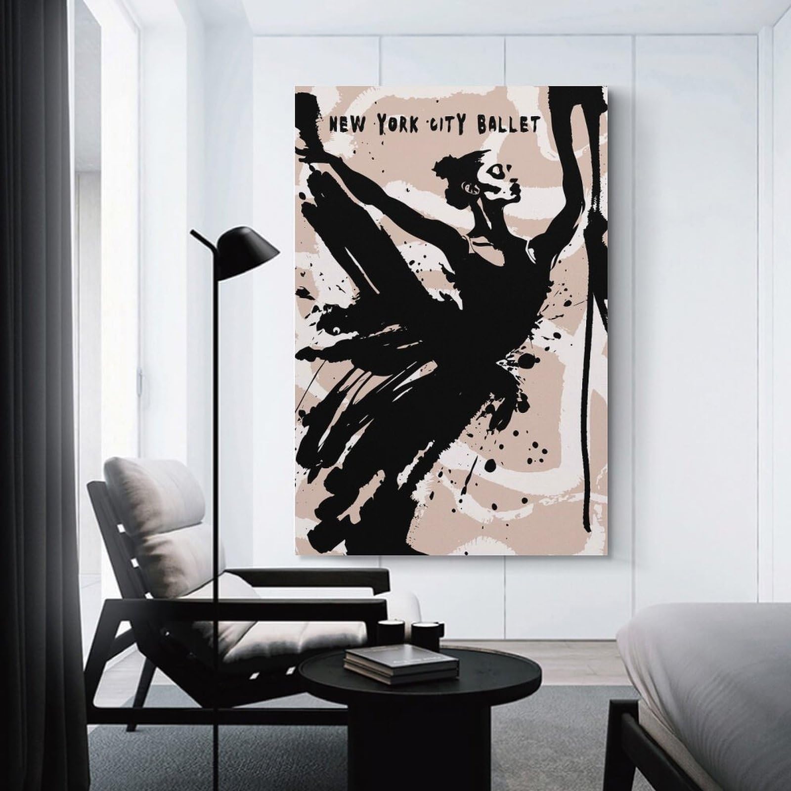 Junmoney Canvas Art Print Black Ink New York Ballet, 12x18inch(30x45cm), for Small Homes, Bedrooms Or Open Spaces, A Simple Refresh for Blank Walls