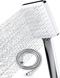Shower Head with Hose, High Pressure Shower Heads Set 1.5m Hose, Universal Shower Head and Hose Set with 3 Settings Spray Mode, Chrome Silver
