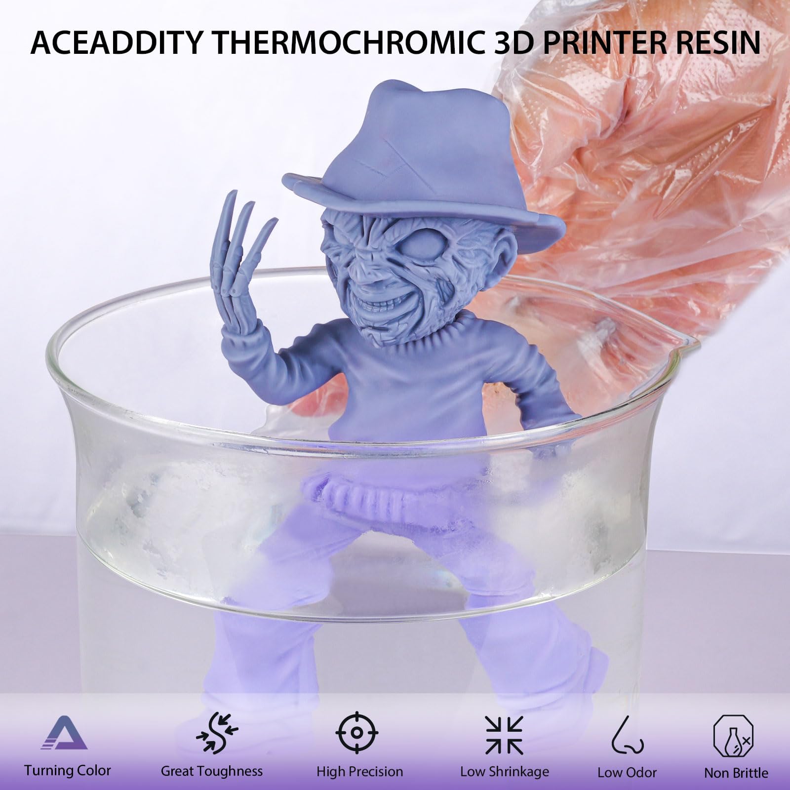 Aceaddity Thermochromic 3D Printer Resin, High Resolution 405nm UV-Curing Photopolymer Printing Resin, Compatible with Most LCD/DLP/SLA 3D Printer, Grey to Purple 1KG