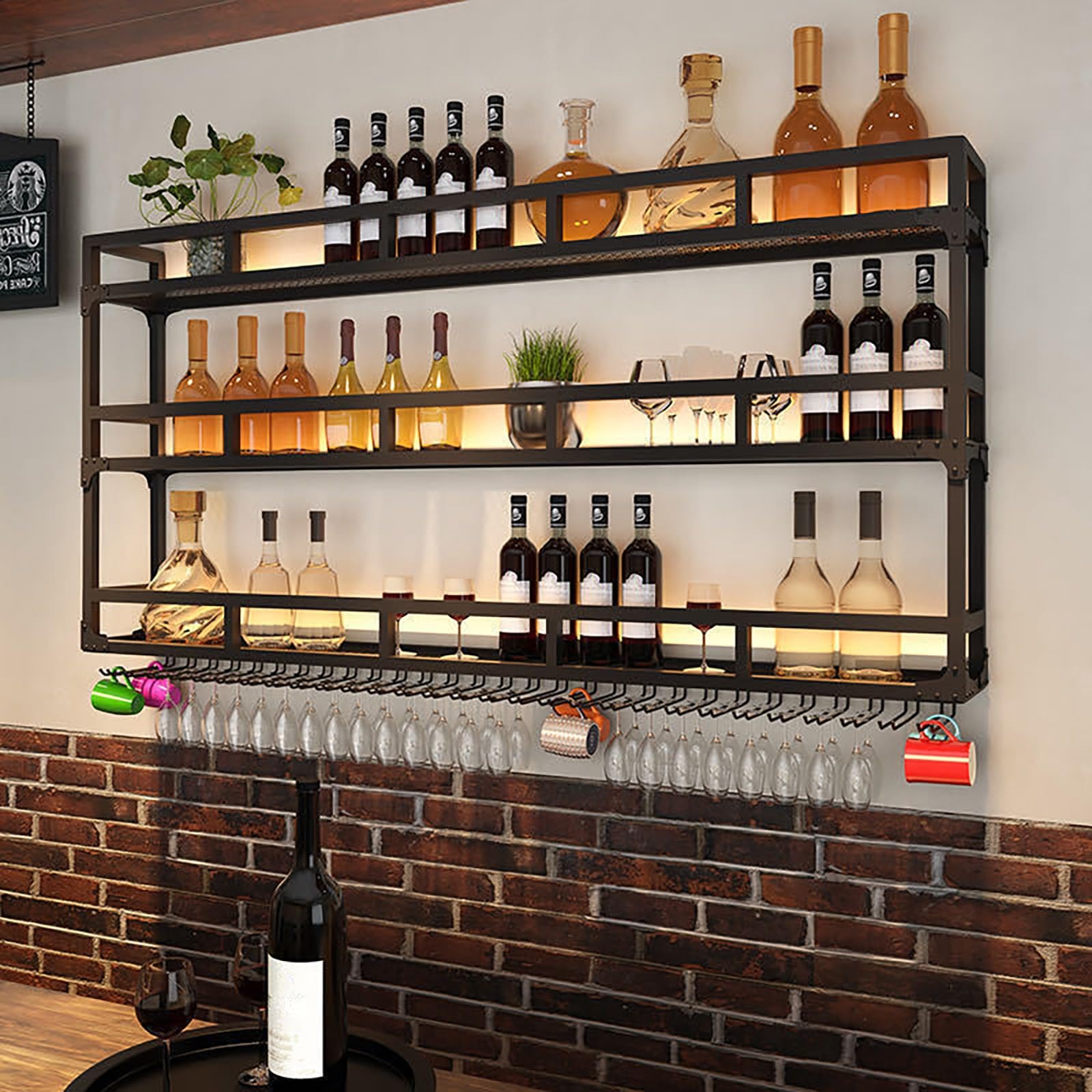 Étagère bouteille de vin en métal au design industriel élégant