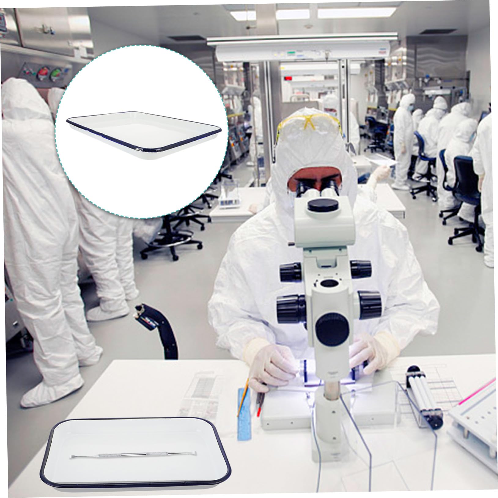 IMIKEYA Vassoio Grande Capacità per Bianco Laboratorio Quadrato Smaltato Facile da Pulire e Pratico a Casa Strumenti Sperimentali e Vetrini
