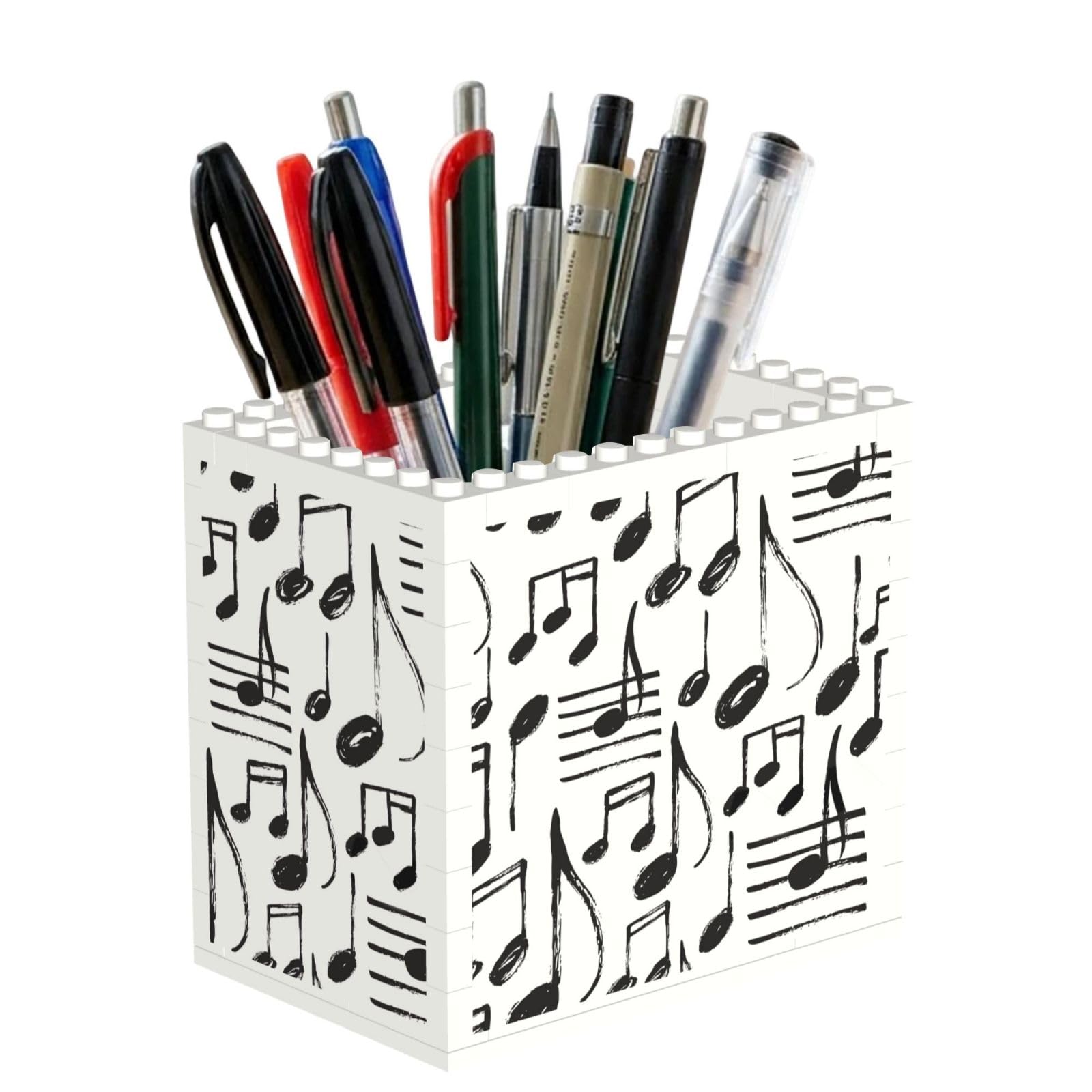 Poadnly Hand Sketch Musical Notes, Pen Pot Pencil Holder for Office Home School, Compact Desk Organiser for Office Stationery
