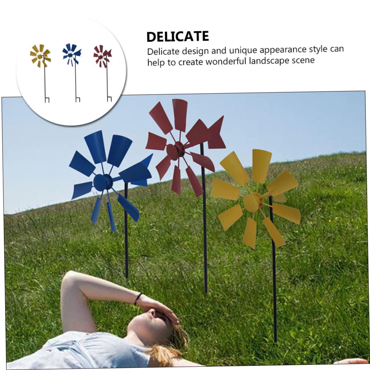 BESPORTBLE 3 Stück Dekorative Gartenwindmühlen aus Eisen für Hof und Garten | Feines Design, Einzigartige Optik, Einfache Handhabung und Sichere Nutzung im Außenbereich