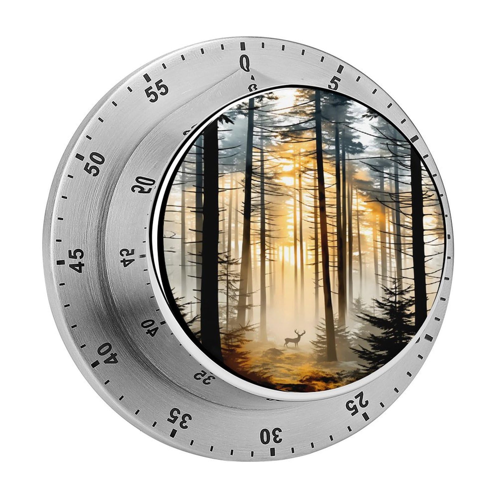 Deer Misty Sunrise 60 Minute Wind Up Timer,Visual Mechanical Magnetic Timer with Loud Alarm for Kitchen