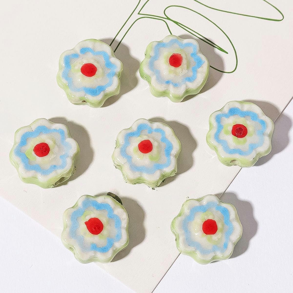 Perles en céramique peintes à la main pour pendentif et haute joaillerie