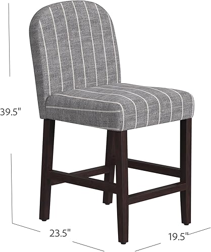 Miniatura 3 de HomePop Decoración del hogar Taburete tapizado con respaldo redondeado Taburetes de bar de 24 pulgadas Muebles decorativos para el hogar, rayas