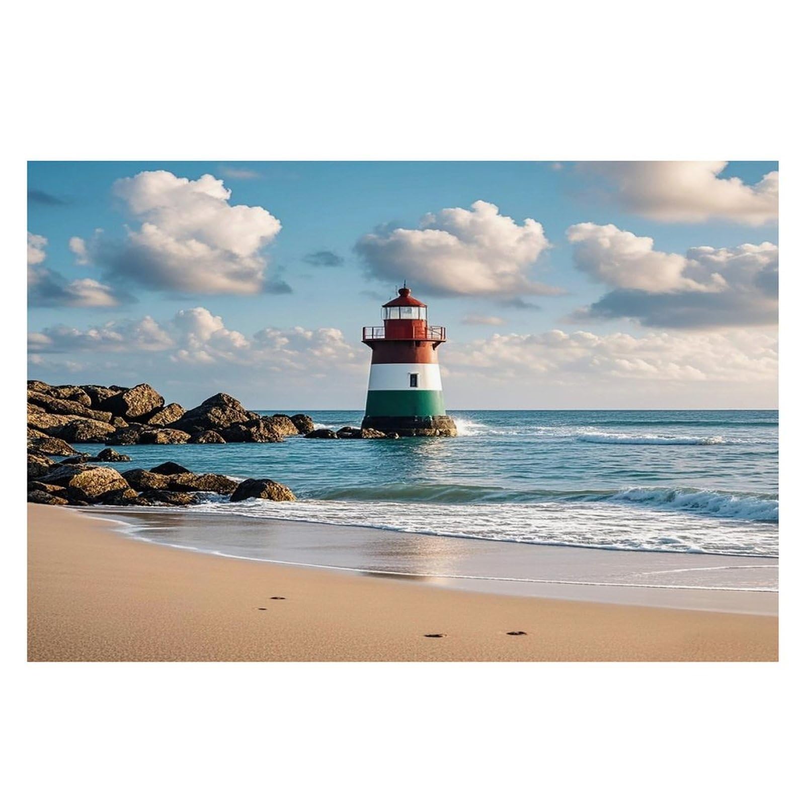 Sea Lighthouse Sandbeach Placemats Flax Place Mats for Dining Table Rectangle Non-Slip Table Mats Heat Resistant Washable Placemat for Kitchen Home Decor Party Outdoor 12" X 18"