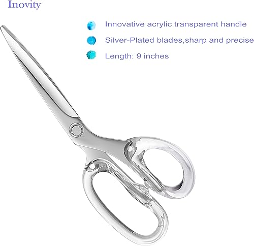 Miniatura 2 de Tijeras de acrílico y acero inoxidable de 9 pulgadas, tijeras elegantes y funcionales para uso en la oficina y el hogar-plata