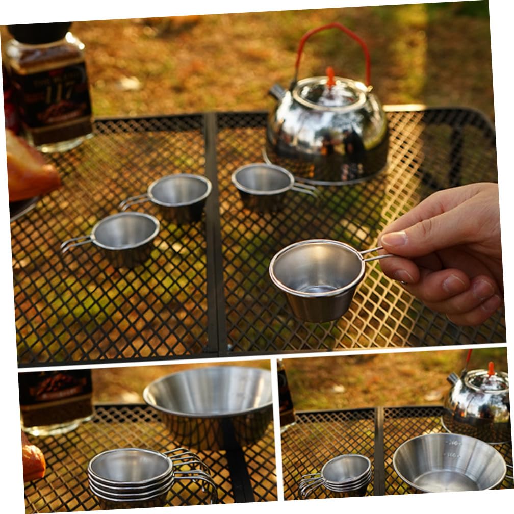 Cabilock 3 Juegos 4 Piezas Copa de Vino de Acero Inoxidable Copa de Camping Vasos de Viaje cámping Tazas Senderismo Tazas de Vasos de Vino de Acero Inoxidable Mini Copa de Vino con asa