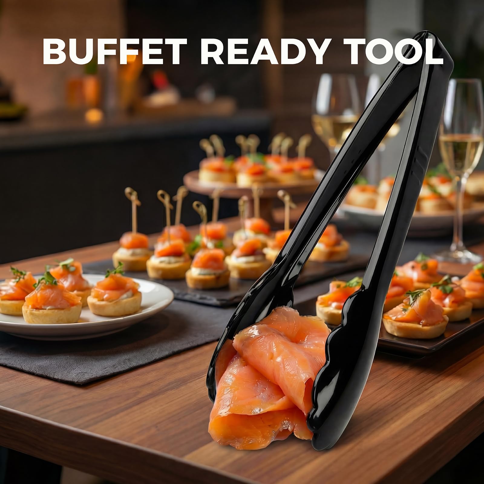 Black Buffet Tongs - 24 Pack -6 Black Buffet Tongs - 24 Pack -6