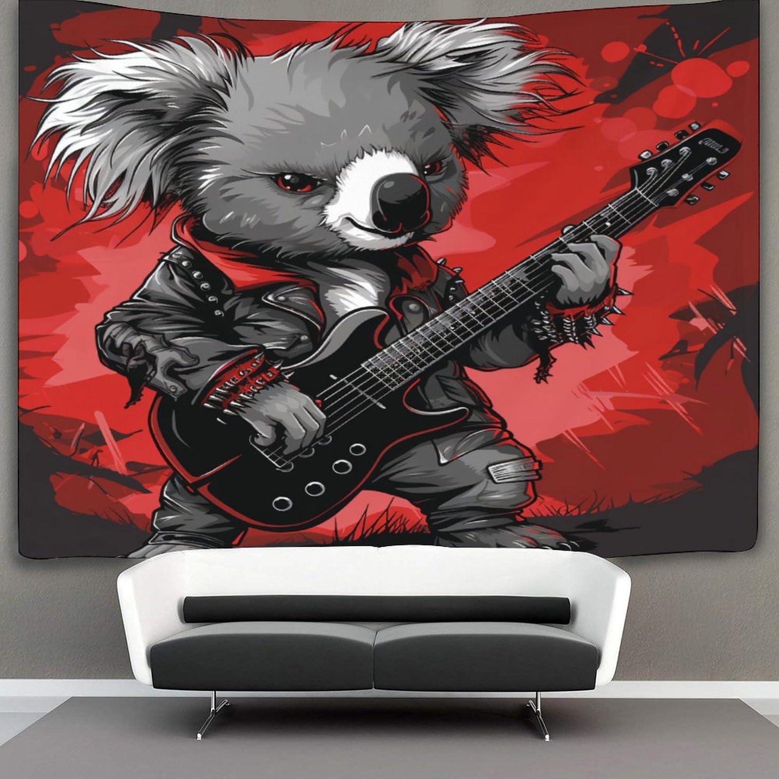 kaiyun Koala Playing Guitar Tapestry Bedroom Aesthetic Indie Wall Room Decor Animal Wall Hanging,Wall Art 180cmx230cm