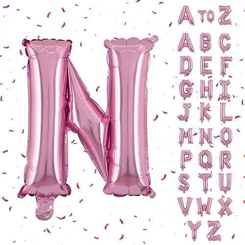 Biapian Globos de letras de 40 pulgadas, globo gigante de papel de aluminio con letra N color oro rosa, 1 globo grande de aluminio para helio de