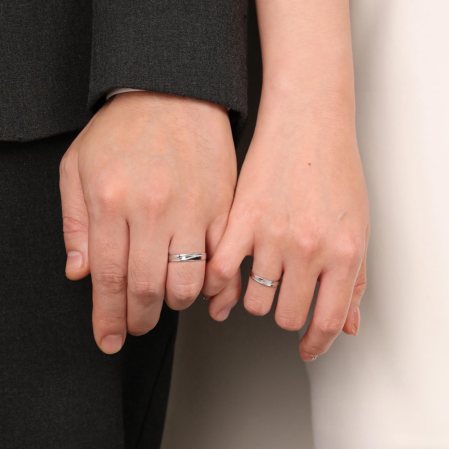 Meissa Alianzas Anillos de Pareja Plata de Ley 925 Bodas Compromiso Mujeres Hombres de Promesa Banda Aniversario Tamaño Ajustable Alianzas Novios (Juego de Dos Anillos)