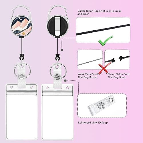 Miniatura 11 de Llavero retráctil de carrete de insignia, resistente con clip para cinturón, soporte para tarjetas de identificación verticales impermeables para 1