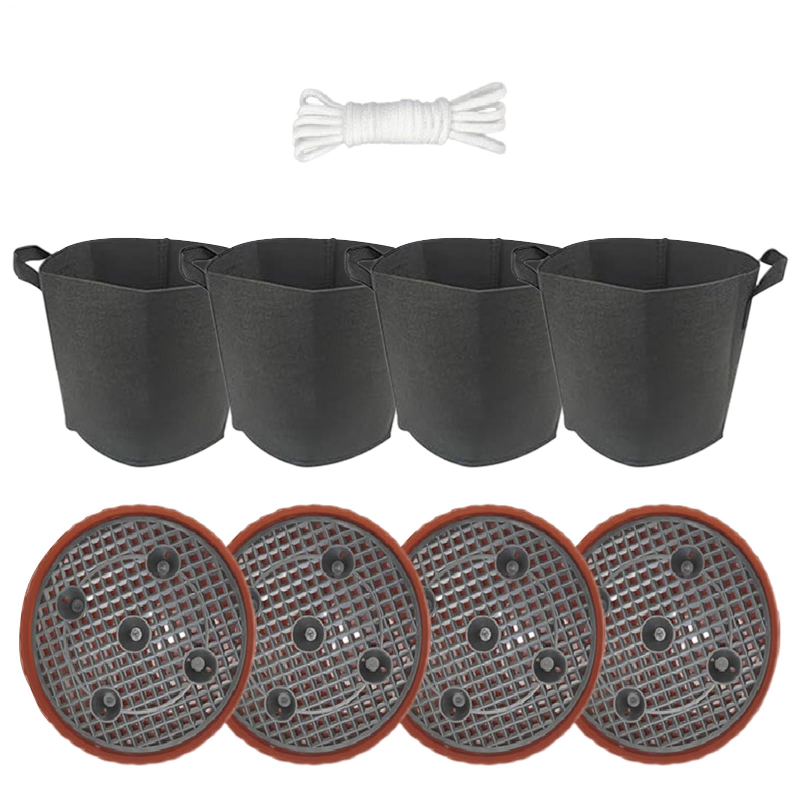 Bolsas De Cultivo Cubo De Plantación De 19 Litros Con Asas | Base Auto-Riego Con Platillo Para Maceta De 32cm Y Cuerda Absorbente Para Jardín, Patío, Champiñones, Flores, Patatas Y